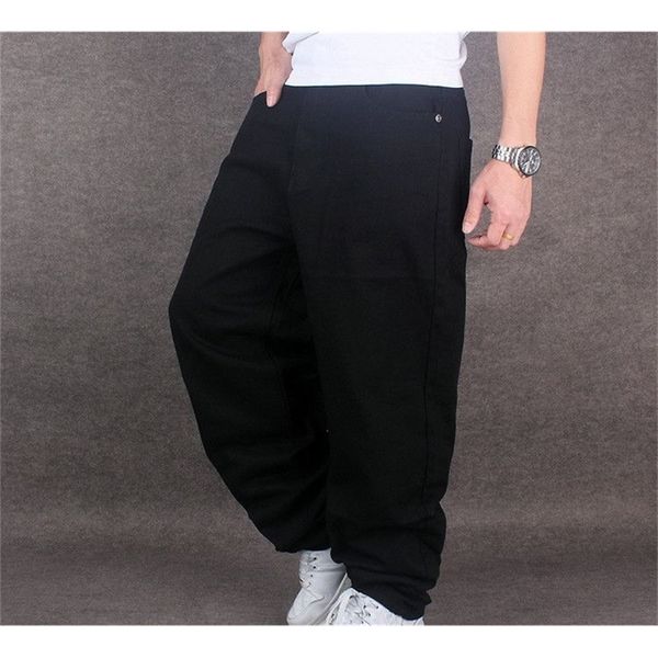 

men wide leg denim pants hip hop black casual jean trousers baggy jeans for rapper skateboard relaxed jeans joggers 71805 lj201029, Blue