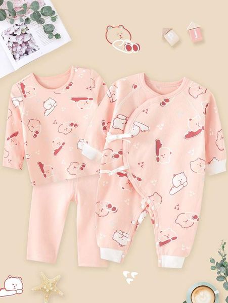 

toddler girls 1pc bear print tee & 1pc pants without jumpsuit she, White