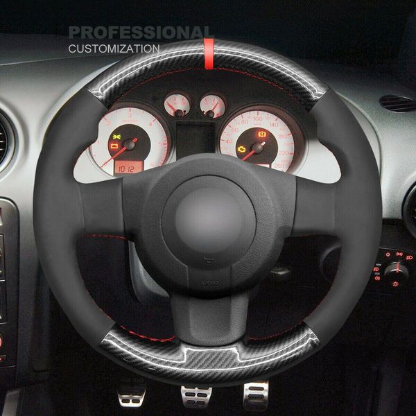 

smooth carbon fiber pu leather car steering wheel cover for seat leon fr cupra