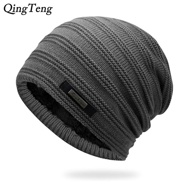 

gray double layer acrylic velvet beanie hat winter warm male knitted caps outdoor sports ski cap female bonnet stocking hats 220817, Blue;gray