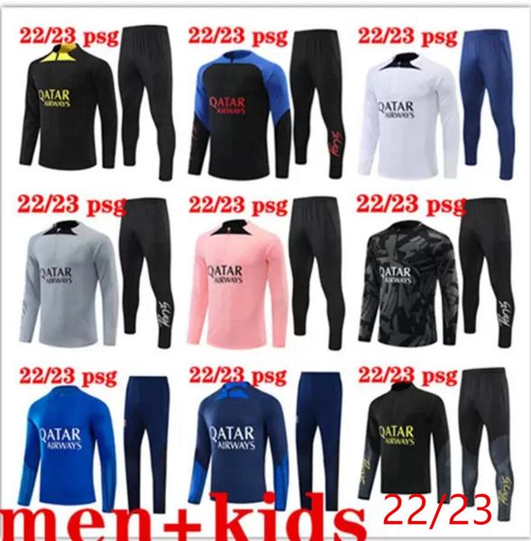 22 23 PSG-Trainingsanzug 2022 2023 Fußballtrikot MBAPPE Kinder- und Herren-Trainingsanzug Langarm Fußball-Kit Uniform Chandal Erwachsene Jungen S/2XL