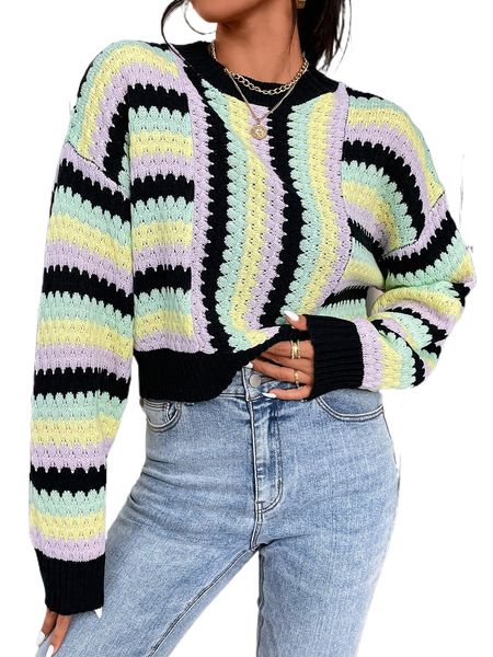 

color block drop shoulder sweater r0xv#, White;black
