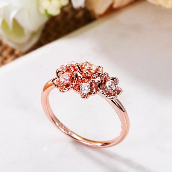 

wedding rings huitan romantic flower deign for women exquisite bridal party ring anniversary gift statement jewelry, Slivery;golden