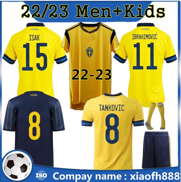 

2022 2023 sweden ibrahimovic soccer jerseys 22 23 kallstrom larsson home away football shirt national team toivonen marcus berg uniforms, Black;yellow