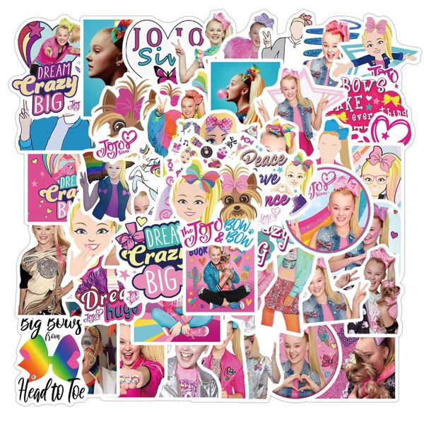 

50pcs/lot cute girl jojo siwa sticker graffiti kids toy skateboard car motorcycle bicycle sticker decals wholesale
