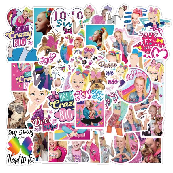 50pcs/lote garotinha jojo jojo siwa adesivo graffiti infantil skateboard carros de motocicleta adesiva adesiva de adesivos por atacado