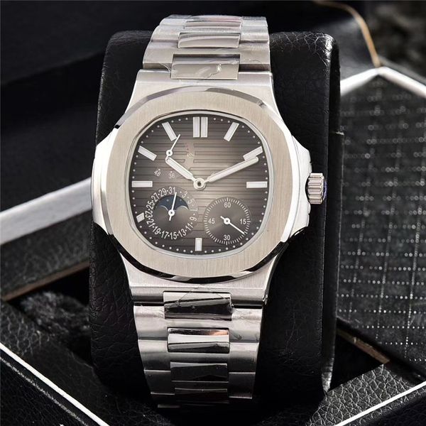 

2022 mens watch 40mm automatic mechanical movement calendar watchs kinetic energy 904l steel bracelet luminous water resistant master design, Slivery;brown