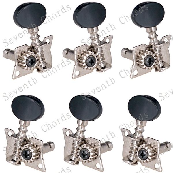 

a set 6 pcs guitar tuning pegs keys machine heads tuners for acoustic folk classical guitar with black small oval button