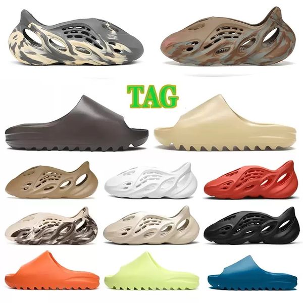 

athletic shoes slippers designer slides for mens womens slide sandals desert sand earth brown bone glow green resin mineral blue big size 36, White;red