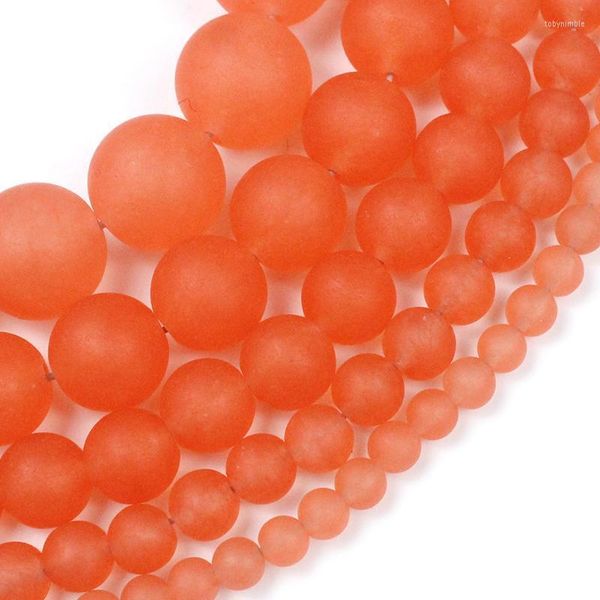 Andere 6 8 10 12 mm mattierte orange Chalcedon-Mattperlen Natursteine rund lose für Schmuckherstellung Armband Halskette DIYAndere Toby22