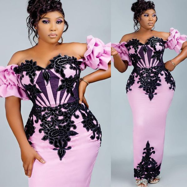 2022 Plus Size Arabisch Aso Ebi Rosa Mantel Sexy Ballkleider Lae Satin Abend Formale Party Zweiter Empfang Geburtstag Verlobung Brautjungfernkleider Kleid ZJ252