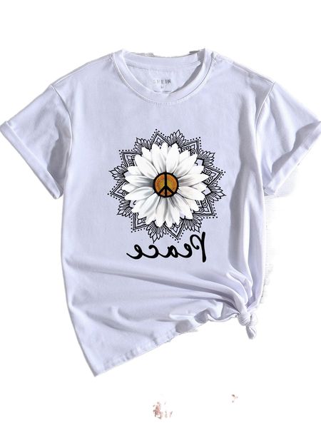 

f.loral and l.etter graphic tee e5tv#, White