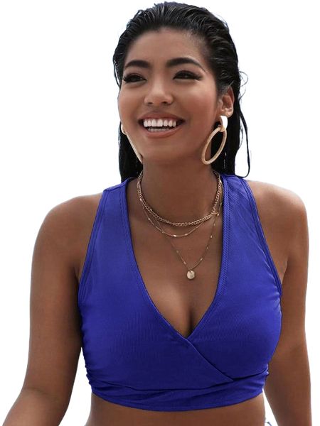 

plus solid rib bikini p6dq#, Black