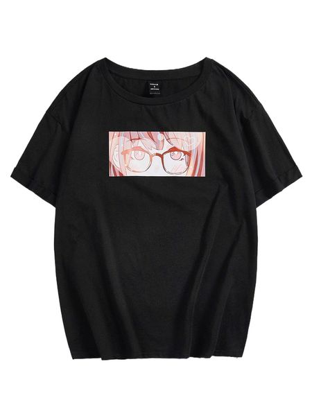 

x carinazhang figure graphic round neck tee b5zi#, White