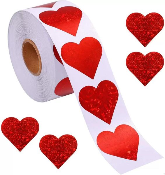 Novos 500 Pcs Vermelho Coração Forma Etiquetas Dia dos Namorados Papel Embalagem Etiqueta Doces Saco De Presente Caixa De Presente Embalagem Adesivo Adesivos