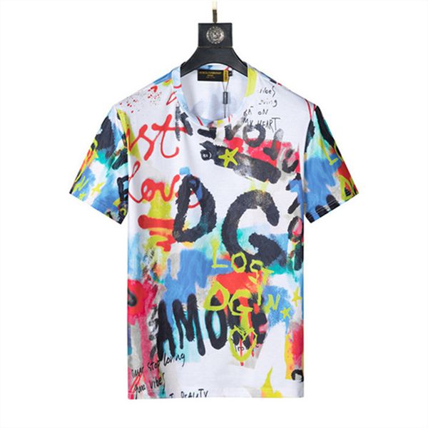 

2022 luxurys designers t shirt male cotton short sleeve round collar summer youth multi-color fashion print casual thin style m-42, White;black