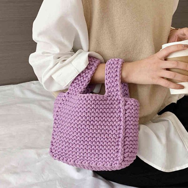 Borse da sera Borsa da polso lavorata a maglia di moda Borsa da donna Borsa a mano in corda intrecciata Borsa a tracolla di alta qualità Tote Shopper per donna 2022 220507