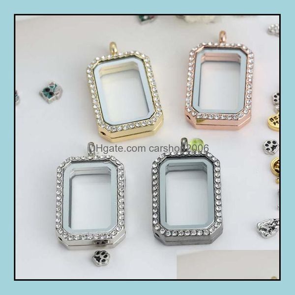 

lockets necklaces pendants jewelry grade fashion square floating locket diy transparent glass frames floatings charms wholesale ship d, Silver