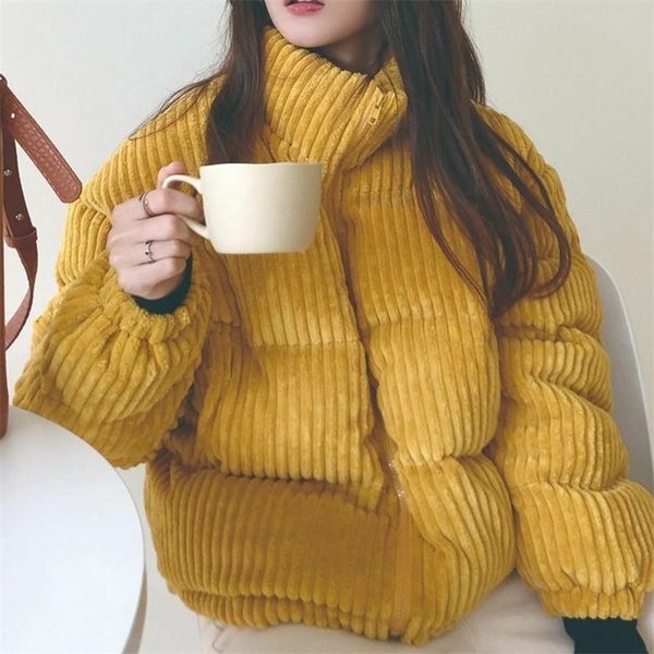 

down parka winter parkas corduroy coat women fashion jackets winter warm woman clothing casual jacket 201125, Black