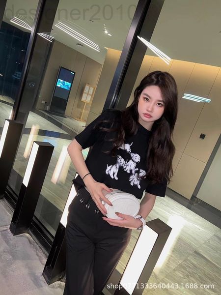 

women's t-shirt designer 2022 new puppy print cotton 3d round neck bottomed shirt college couple t-shirt fashion brand short sleeve czz, White