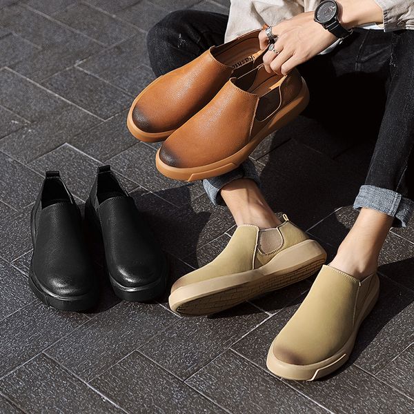 

classic fashion chelsea ankle boots mens new 2022 italian style gentleman business wedding dress leather shoes zapatos de hombre, Black