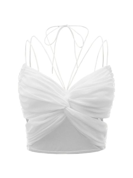 

x arigameplays twist front cut out strappy tie back chiffon cami s1a2#, White