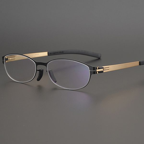 

germany luxury brand retro oval glasses frame women stainless steel screwless vintage optical eyeglasses myopia hyperopia prescription eyewe, Silver