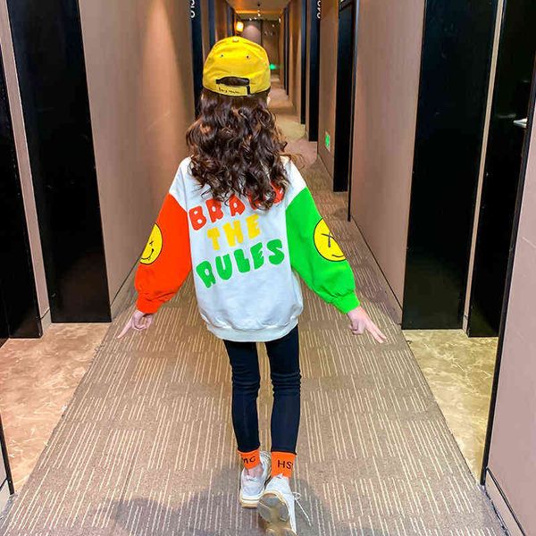 

kids sports suit for girls tracksuit 4 6 8 10 12 years letterprint long sleeve girl sweatsuit spring autumn teen clothing set t220805, White