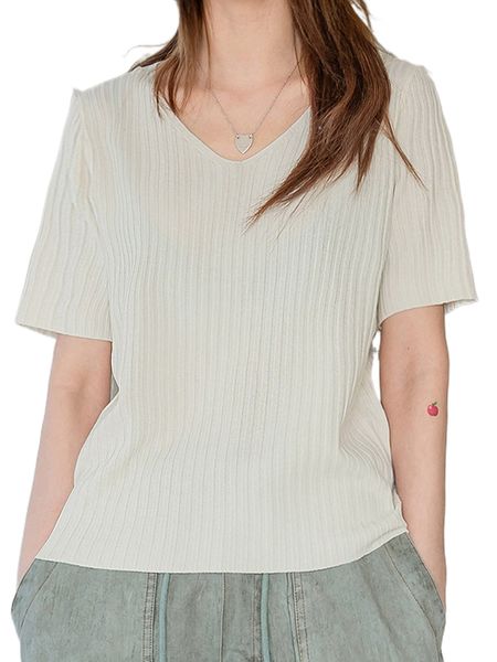 

dazy solid v neck ribbed knit k6ul#, White;black