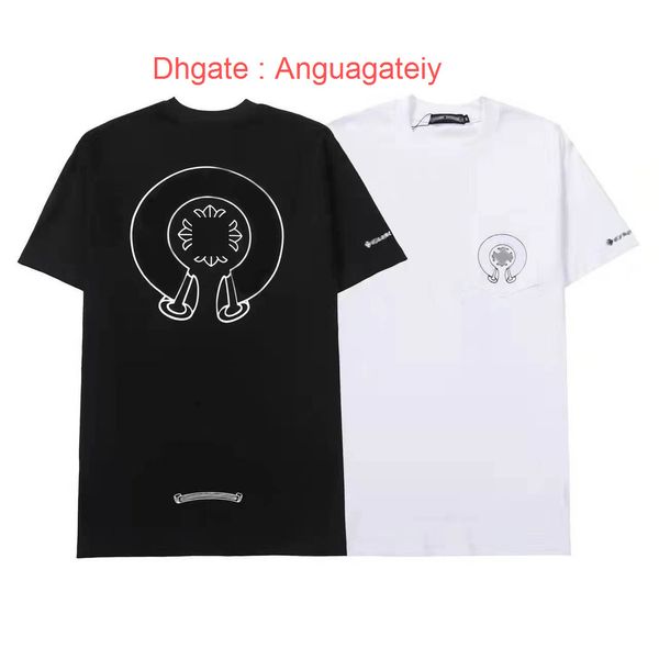 

classic luxury mens t shirts fashion brand ch men tees horseshoe cross designer tshirts summer man hip hop sweater sanskrit letter t-shirt, White;black