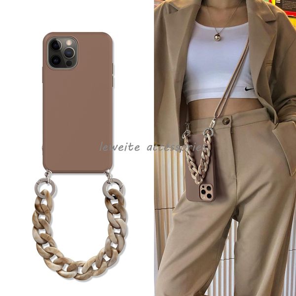 

designer phone cases ins crossbody lanyard necklace marble chain silicone case for iphone 13 12 mini 11 pro xs max xr x 8 7 6s 6 plus se cov