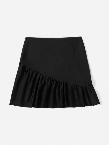 

ruffle hem cover up skirt 54u6#, White;black