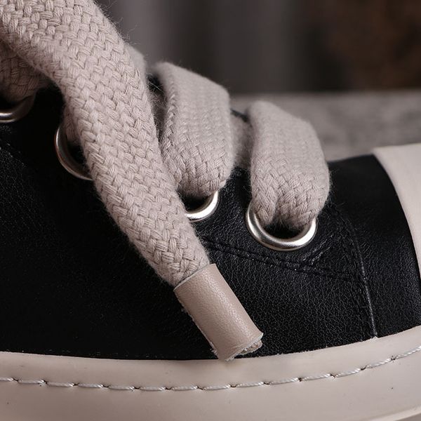 

shoes casual men's 2022s rick genuine leather thick bottom nverted triangle shoes for women male sneakers jumbo shoeslace owens men sne, Black