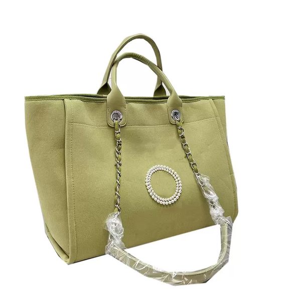 

fashion beach party shopping canvas pearls bags large capacity deauville chain handle totes shw crossboy shoulder luxury designer handbags l