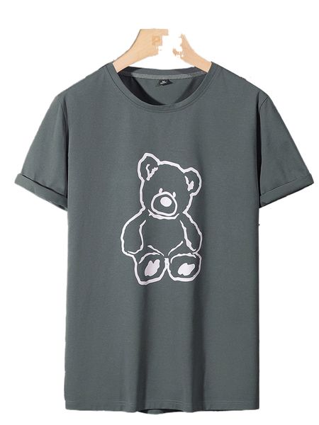 

men cartoon bear print tee a9ph#, White;black