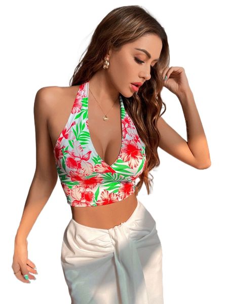 

tropical print halter e3iz#, White