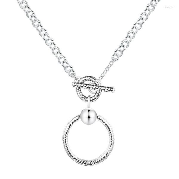 Catene 925 momenti di gioielli sterling d'argento o collana a T-bar a sospensione per donne regalo originale Inclusa all'ingrosso SIDN22