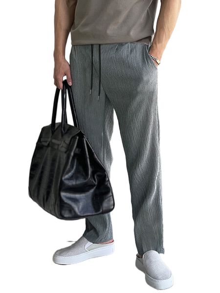 

men slant pocket drawstring waist pants k6be#, Black