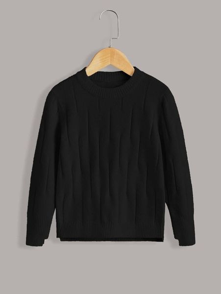 

toddler boys solid round neck sweater she02, Blue