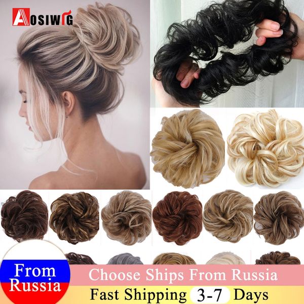 

costume accessories aosi synthetic flexible buns donut grey brown scrunchy chignon elastic messy curly scrunchies wrap ponytail hair extensi, Silver