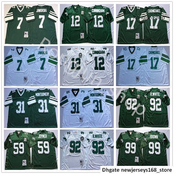 

ncaa vintage mens 12 randall cunningham seth joyner reggie white jerome brown brian dawkins wes hopkins jaworski carmichael football jersey, Black