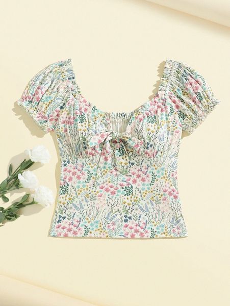 

x yuan xu floral print tie front t3hj#, White