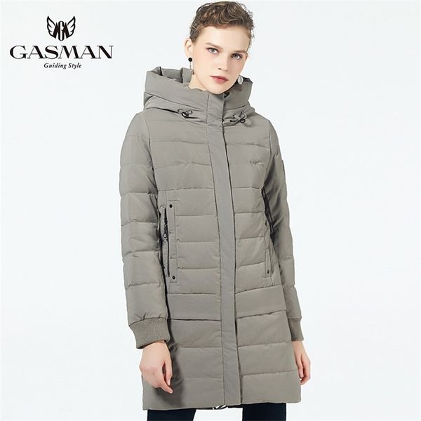 

gasman long coat jacket down winter coat women hooded warm parka coat female winter windproof jacket 1820 lj201127, Black