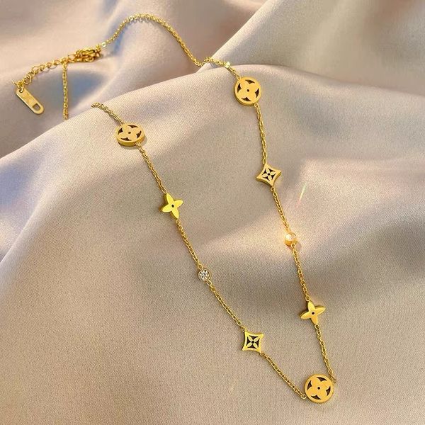 

classic design clover pendant necklace 18k gold stainless steel necklaces jewelry for women gift, Silver