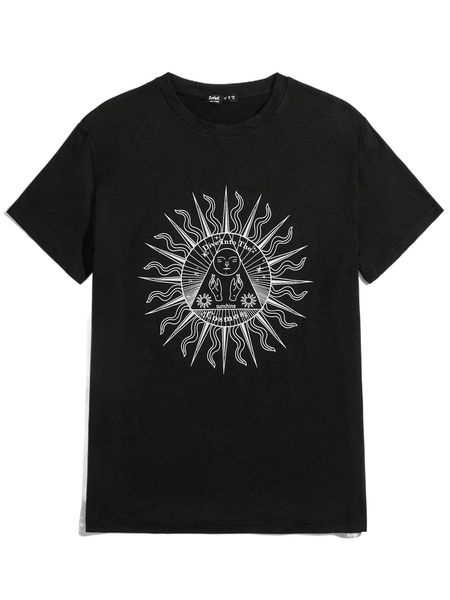 

romwe guys sun graphic tee d6mm#, White;black