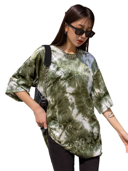 

dazy tie dye drop shoulder tee j5lg#, White