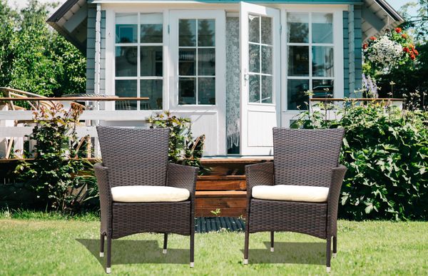 

garden sets 2pcs patio rattan armchair seat with removable cushion