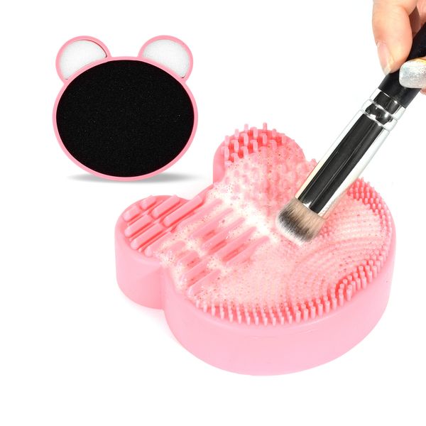 

pink silicone makeup brush cleaner sponge scrubber 1pc