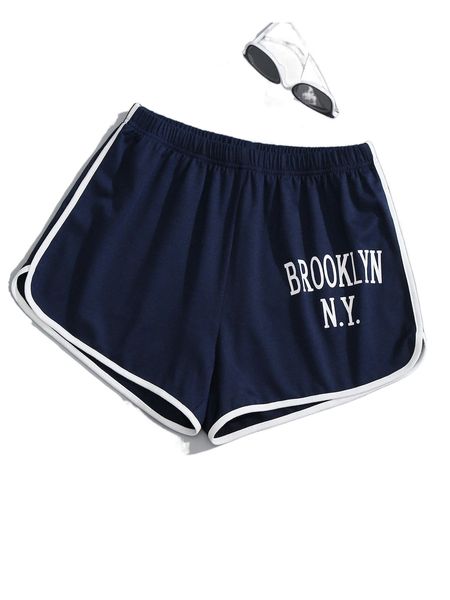 

letter graphic contrast binding shorts z8z1#, White;black