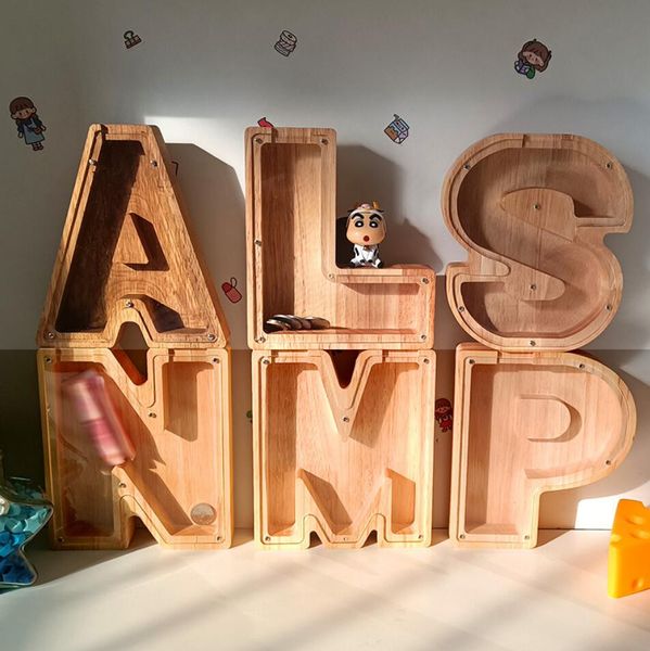 

letter piggy bank decorative objects small animal zero wallet english ornament decoration net red household wooden creative piggy banks